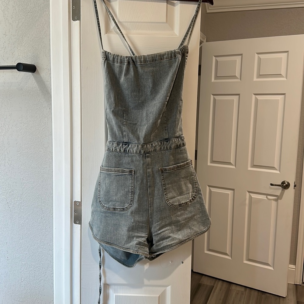 Denim short jumpsuit